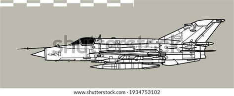 Mikoyan Mig21 Bison Vector Drawing Supersonic Stock Vector Royalty