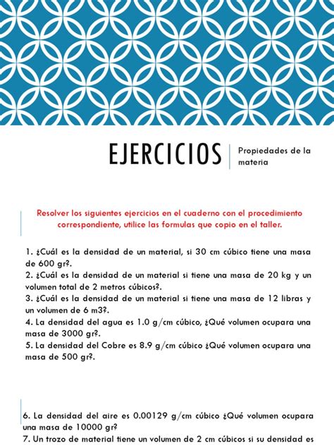 Ejercicios Densidad Masa Vol Pdf Densidad Cantidad