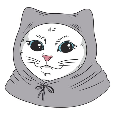 Design Png E Svg De Gato Branco Olhos Azuis Em Um Moletom Cinza