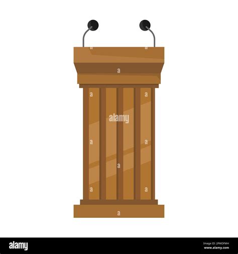 Wooden Carved Debate Rostrum And Platform With Double Microphone