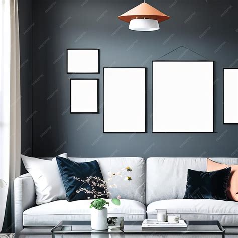 premium photo mockup poster frame  modern living room