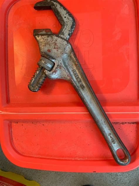 Vintage RIDGID E 110 Elvria Smooth Jaw Hex Offset Pipe Wrench USA