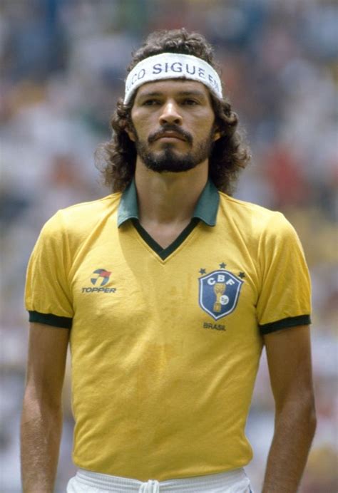 Socrates of Brazil lines up prior to the FIFA World Cup match between Spain and Brazil at the ...