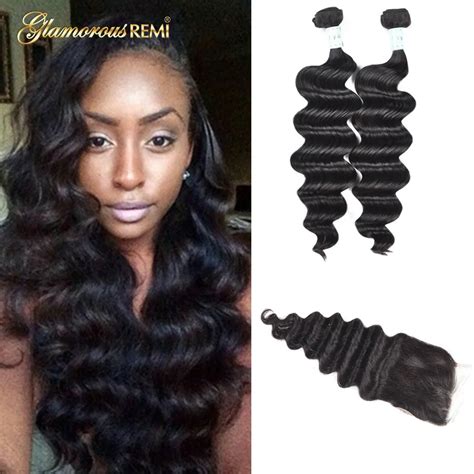 Glamorousremi Malaysian Loose Deep Wave 2 Bundles With 4 4 Closure