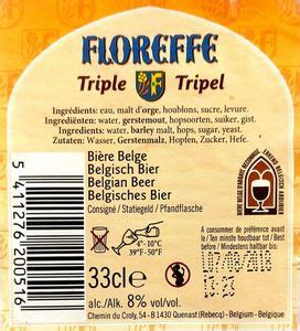 Drink Label Floreffe Triple Tripel Brouwerij Lefebvre BelgiumCol