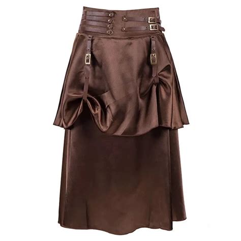 Abbille Brown Gothic Corset Skirt Steampunk Vintage Club High Waist