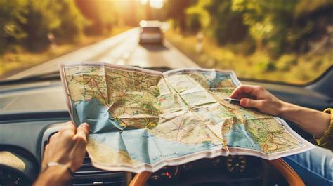 Premium Photo | A man is holding a map while driving on a road trip He ...