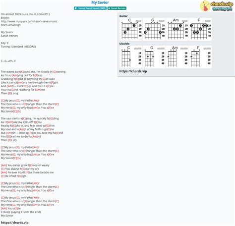 Chord My Savior Tab Song Lyric Sheet Guitar Ukulele Chords Vip