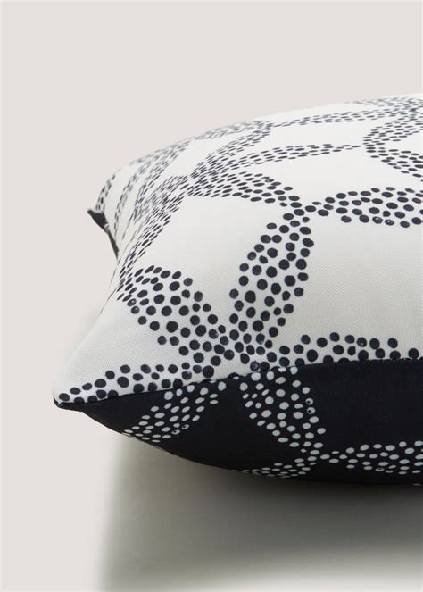 Black Geo Dots Reversible Outdoor Cushion 43cm X 43cm Matalan