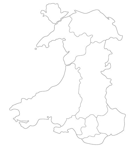 Wales Map Map Of Wales Divided In Main Regions In White Color