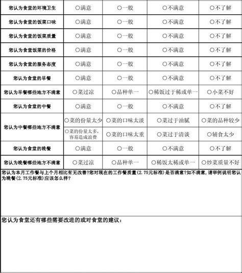 食堂满意度调查表 word文档在线阅读与下载 免费文档