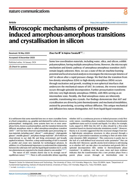 Pdf Microscopic Mechanisms Of Pressure Induced Amorphous Amorphous