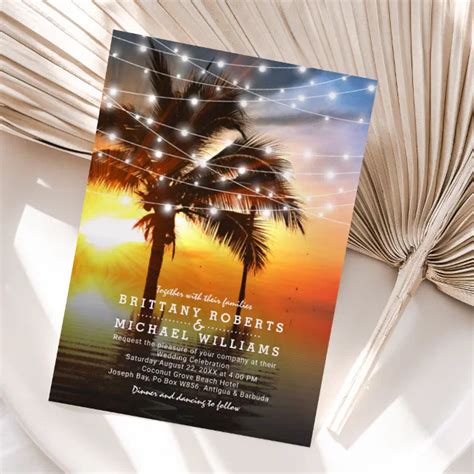 Tropical Beach Romantic Sunset Wedding Invitation Zazzle