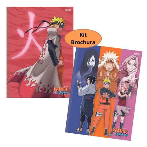 Kit Caderno Naruto Un Shippuden Brochura Folhas Capa Dura S O