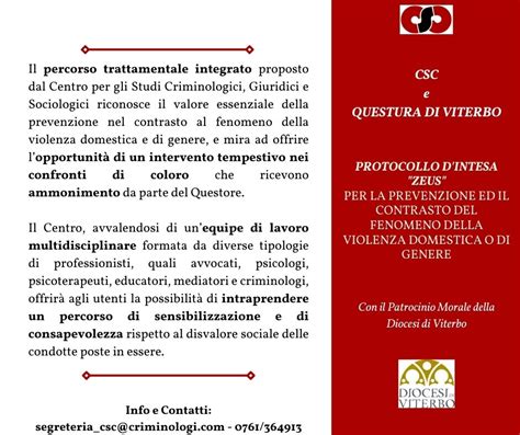 PROTOCOLLO D INTESA ZEUS Ratificato Dal CSC E La Questura Di Viterbo