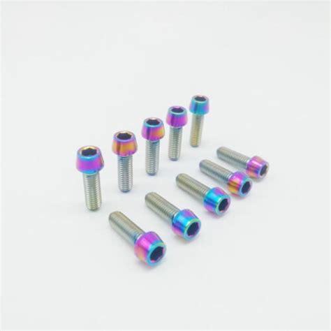 10pcs Titanium Ti Rainbow Bolt M5x16mm Tapered Hex Allen Head Bicycle