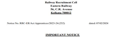 Rrc Er Apprentice 2023 24 Official Notice Out ‣ Anil Sir Iti