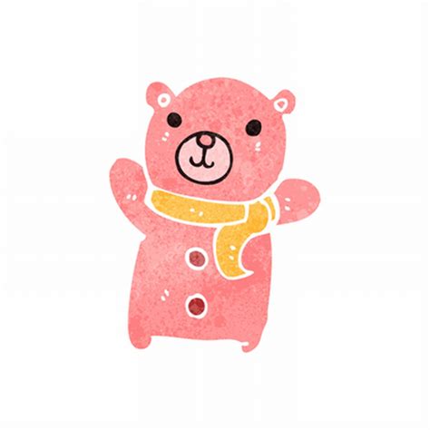 Pink Teddy Bear Vector Design Images, Retro Cartoon Cute Pink Teddy ...