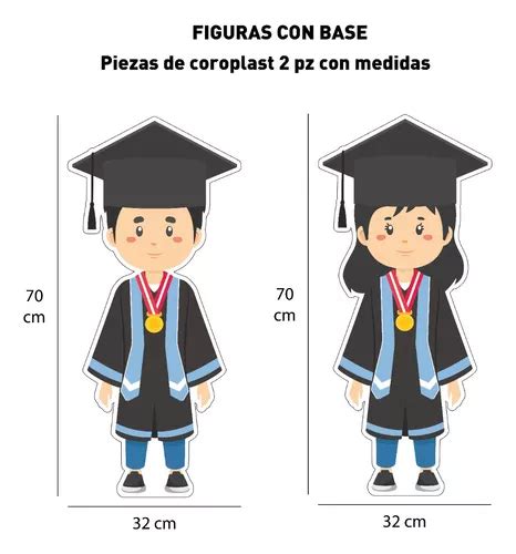 Figuras Graduación Base Rígida Kit 2 Pzas Coroplast en venta en