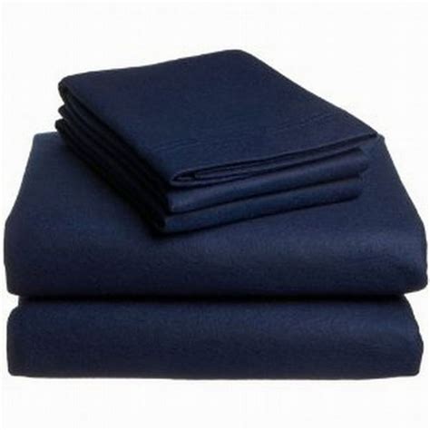 Home Flannel Sheet Set Solid Navy Blue Twin Bed Size Sheets Bedding