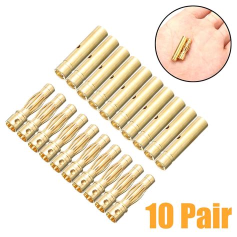 Buy Mayitr 10Pair 4mm RC Battery Gold Plated Bullet Banana Plug Male