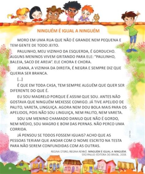 Texto para combater bulliyng 1º 2º e 3º anos Ensinar Hoje El arca