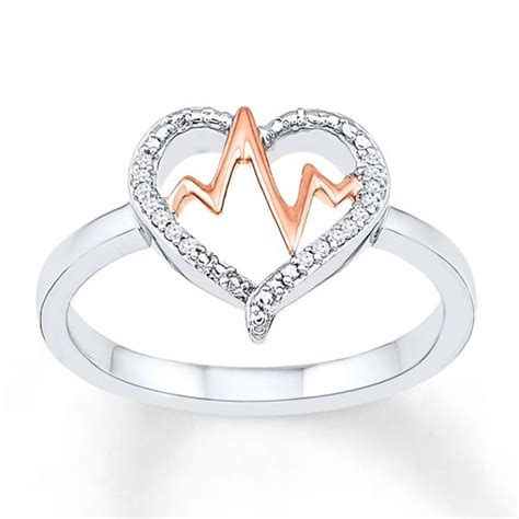 Heartbeat Ring 115 Ct Tw Diamonds Sterling Silver10k Goldkay Heart