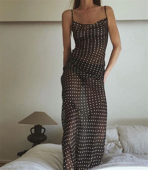 Semi Sheer Polka Dot Silk Cowl Neck Maxi Dress Gisele Maxi Dress