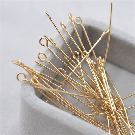 100 14k Gold Eye Pin Eye Head Pin O Pins Gauge 22 Delicate Etsy