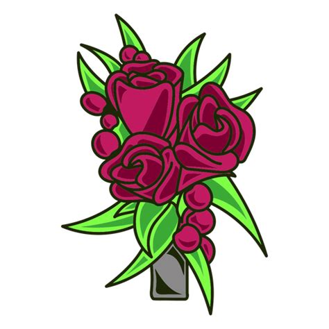 Bouquet Of Roses Color Stroke Png And Svg Design For T Shirts