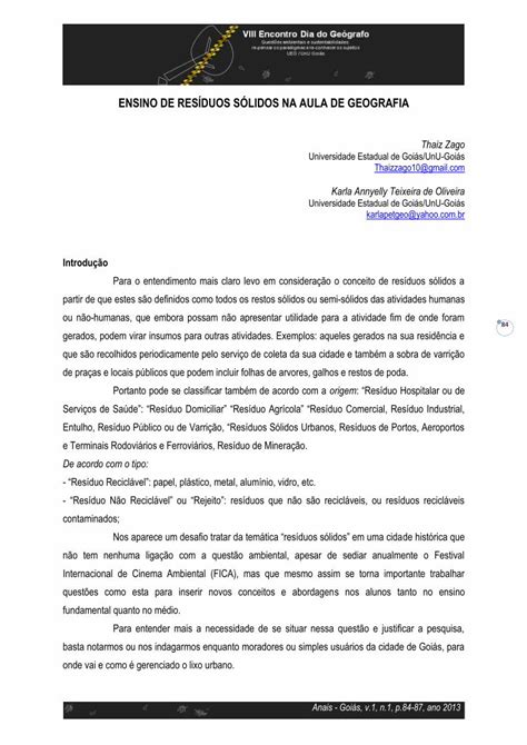 Pdf Ensino De Res Duos S Lidos Na Aula De Geografia Entulho