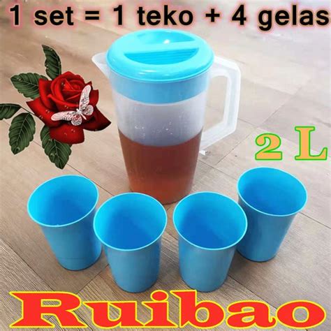 Jual 2 L Teko Plastik 1 Set Teko Teh 2 Liter Teko Air E051 Di Lapak