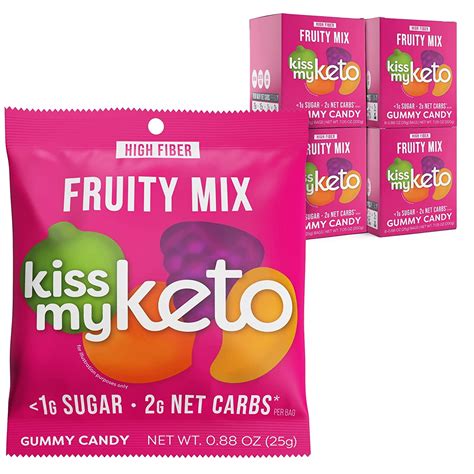 Kiss My Keto Gummies Candy Low Carb Candy Fruity Mix Keto Snack Pack Healthy Candy Gummys