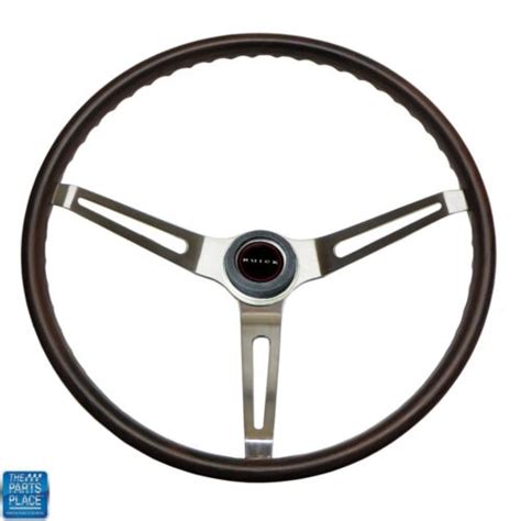 1967 68 Skylark Walnut Wood Steering Wheel Kit 3 Spoke Brushed W Buick Horn Cap Ebay