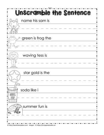 Unscramble the Sentence Worksheets