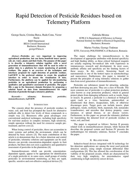 PDF Rapid Detection Of Pesticide Residues Based On Telemetry Platform