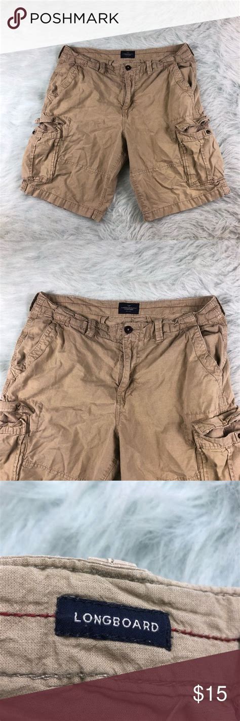 American Eagle Longboard Khaki Cargo Shorts Sz 36 Mens Size 36