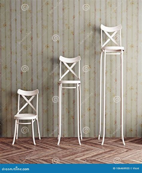 Three chairs concept stock illustration. Illustration of wall - 106469935