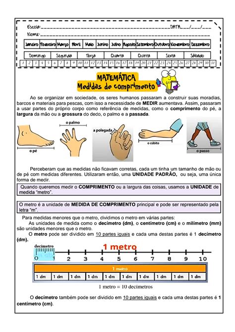 Atividade Medida De Comprimento - 👍Matemática: medidas de comprimento Atividade de matemática para ...