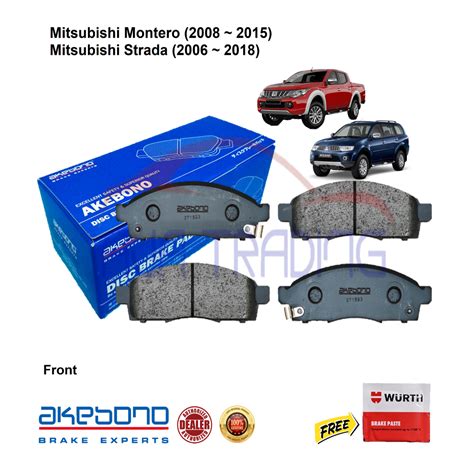 Genuine Akebono Front Brake Pads For Mitsubishi Montero Gen2 2008 2015