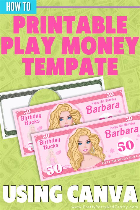 Printable Play Money Template: Make Your Own in Canva - Pretty Party ...