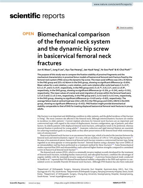 PDF Biomechanical Comparison Of The Femoral Neck System And The