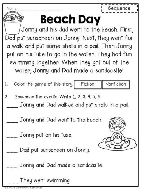 Close Reading Worksheets For Kindergarten