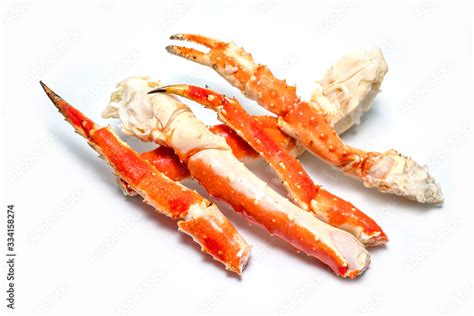 Alaskan King Crab isolated on white background, Cooked Organic Alaskan ...