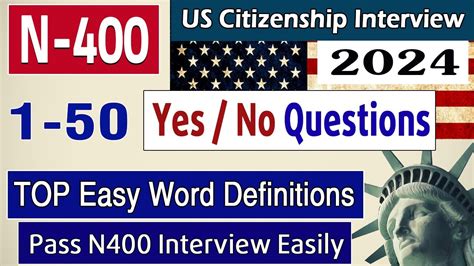 New N400 2024 US Citizenship Interview 50 Yes No Questions And TOP