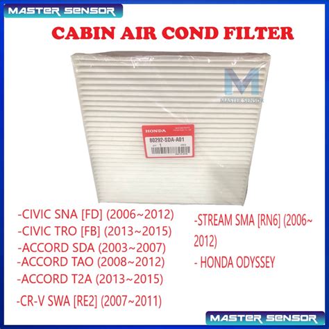 Honda Cabin Air Cond Filter Honda Civic Accord Crv Stream Odyssey