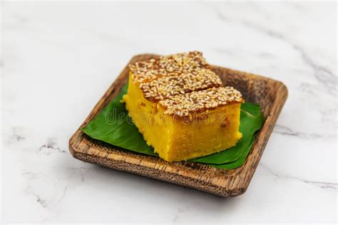 Malaysian Traditional Dessert On A Plate Kuih Bingka Ubi Stock Image