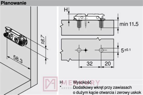 MERKURY Akcesoria Meblowe Prowadnik prosty z mimośrodem BLUM