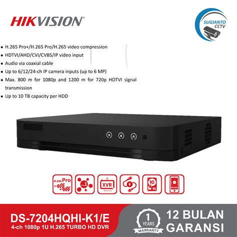 Jual Dvr Hikvision Ds 7204hqhi M1e 4 Channel 1080p Turbo Hd 1u H265