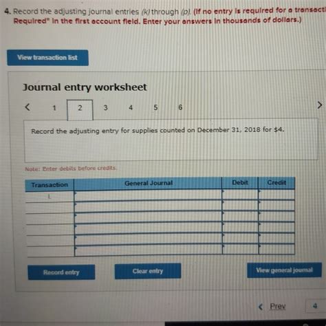 Solved Journal Entry Worksheet Record The Adjusting Entry Chegg